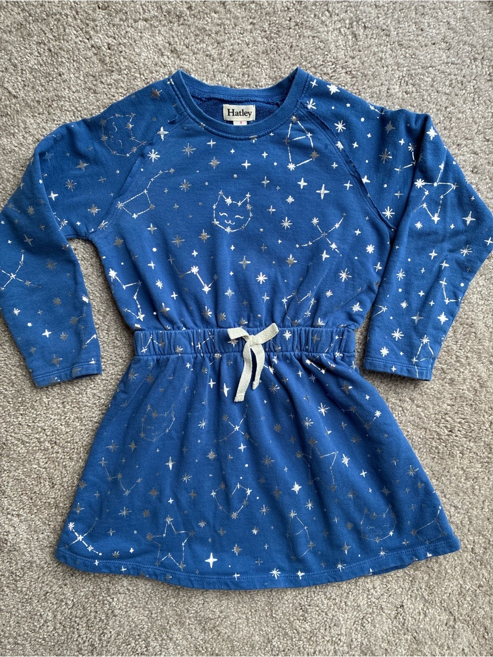 Hatley Blue Sweater Dress With Star & Constellation Print